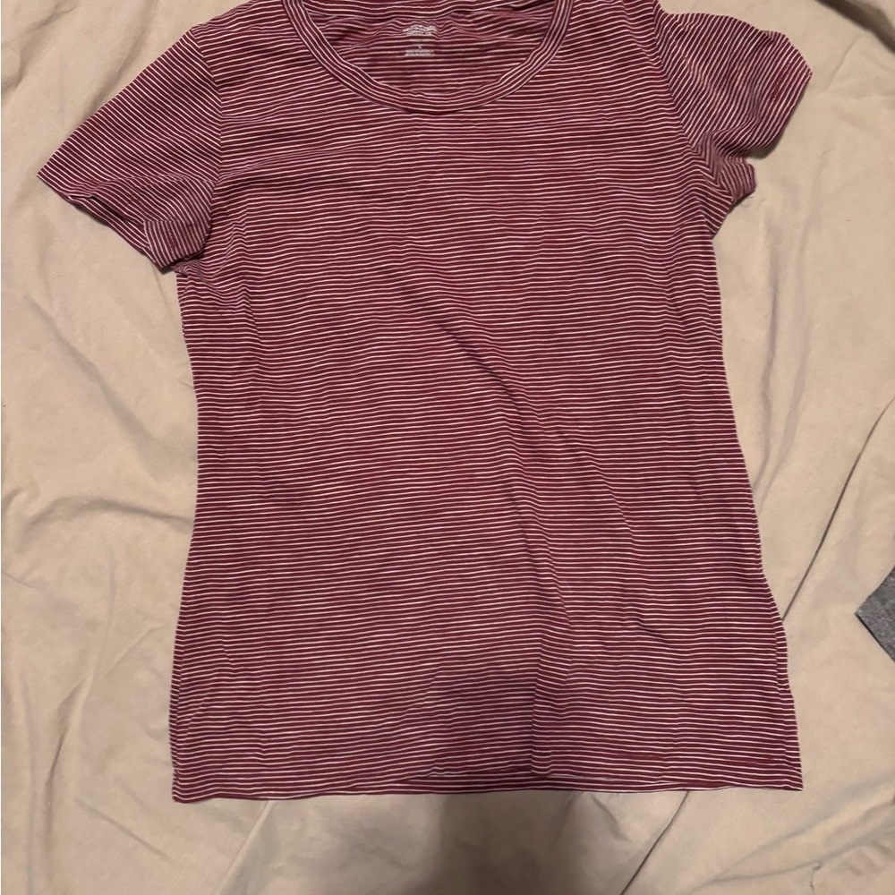 Mossimo Supply Co. Maroon and White Striped Tee